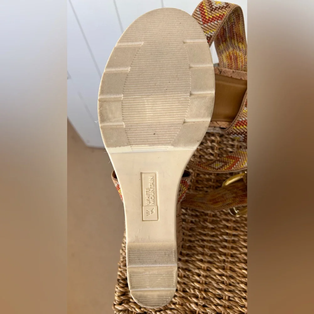 White Mountain‎ Women’s Pearle Cork Espadrille Wedge Size 8.5M